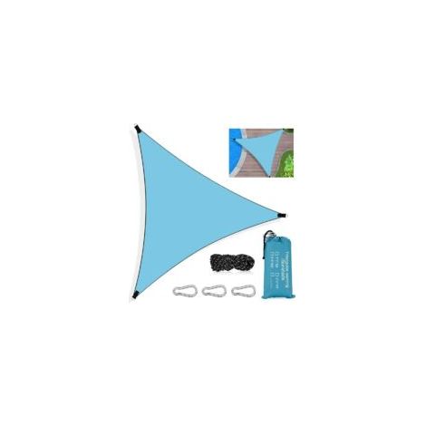 Dreieckiges Sonnensegel, 3 x 3 x 3 m, wasserdichtes Dreieck-Sonnensegel mit UV-Schutz und atmungsaktivem HDPE, mit Seil, für Terrasse, Garten, Pool, Außenbereich, Blau - Crezuo