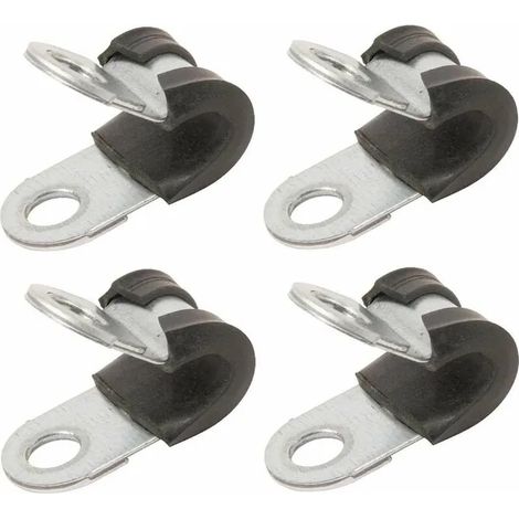 4x colliers de serrage métallique avec insert caoutchouc diamètre 8mm fixation tube P clip serre cable tuyau conduit collier