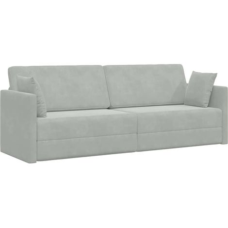 Canapé-lit,Canapé convertible au sol Gris clair 213 x 70 x 77 cm Velours CFW70944 (1/5)
