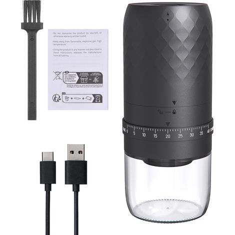 Macinacaffè elettrico portatile KMDJ-3AW, con macine coniche in ceramica, 40 impostazioni, batteria ricaricabile, colore nero, compatto, ideale per i viaggi. (1/5)