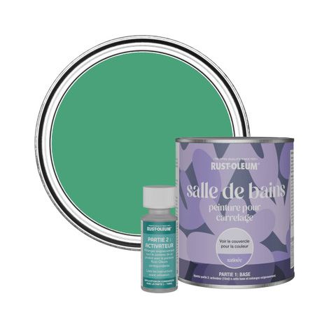 Peinture pour Carrelage de Salle de Bain, Finition Satinée - Émeraude 750ml (1/3)