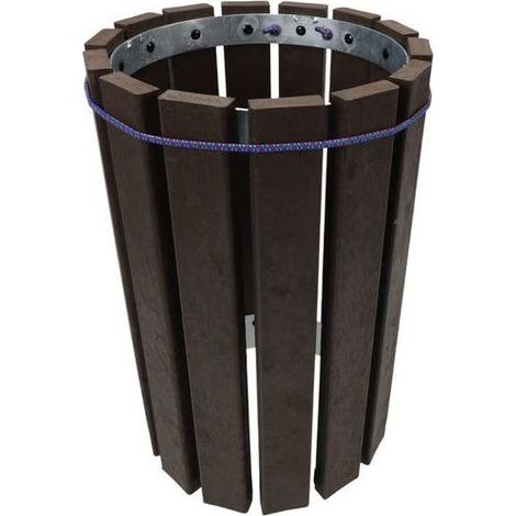 Poubelle Ronde avec Tendeur Extérieur 90L Escapade Marron Hauteur 77cm - A398125 (1/4)
