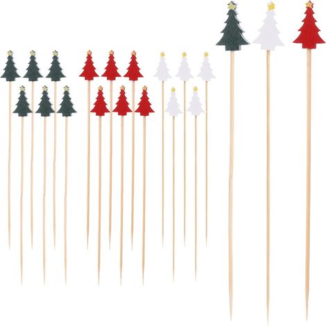 Palillos de bambú para aperitivos con forma de árbol de Navidad, 13 cm, 20 unidades.