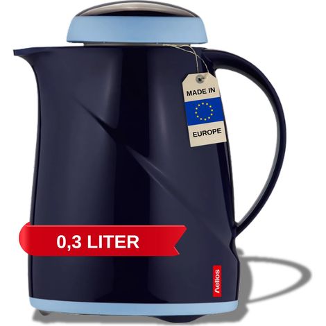 Bouteille Isotherme - Bleu foncé - 0,3 l - 6 h - Garde Les Boissons Chaudes et Froides - Passe au Lave-Vaisselle - Gaine en Plastique légère et Robuste - Idéal pour Le café et Le thé (1/5)
