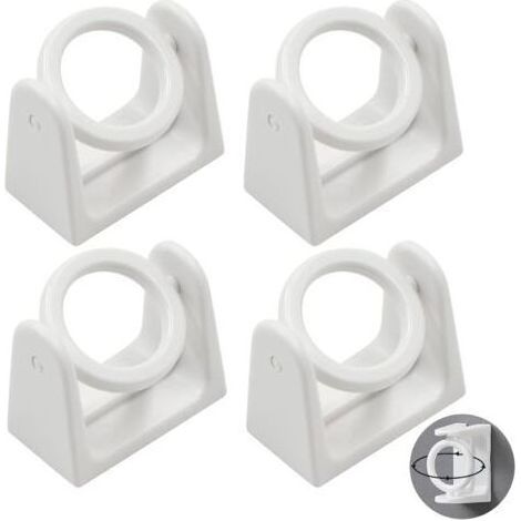 Support Tringle Penderie Rideau Barre,4 Pièces Douilles Poteau Tige Bride Forme Fixation Murale Clothes Pole Holder Sans Perçage Auto Adhésifs Convient Rideaux Porte Serviettes Maison Salle Bain (1/5)