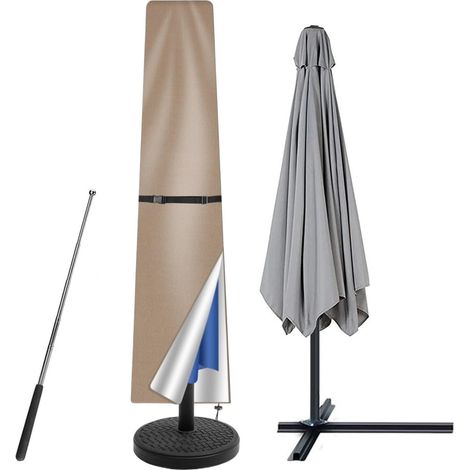 Toile d'ombrage avec poteau, tissu Oxford 210D, coupe-vent, imperméable, résistant aux UV, pour une utilisation dans le jardin (190 x 50 cm, marron) (1/5)