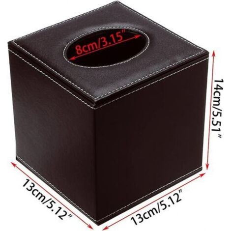 Boîte de support de papier de soie rectangulaire en cuir Pu, pour la maison et le bureau, étui porte-serviettes (Cube marron) (1/3)