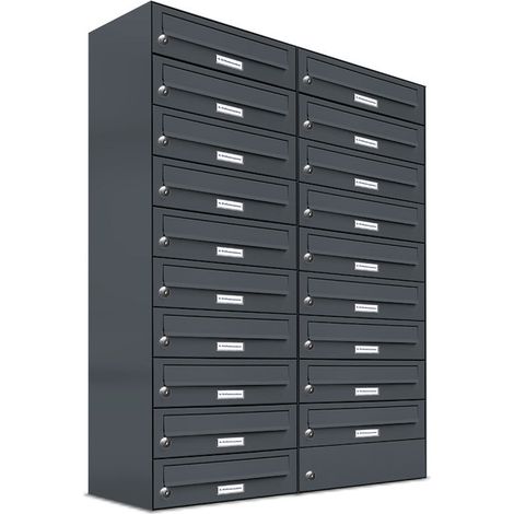 19er Briefkasten Anthrazit Anlage 19 Fach Wandbriefkasten Postkasten (1/5)