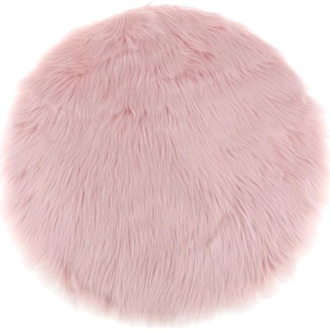 Coussin De Siège En Fausse Fourrure Coussin En Peau De Mouton Artificielle Rose Mat 35cm (1/5)