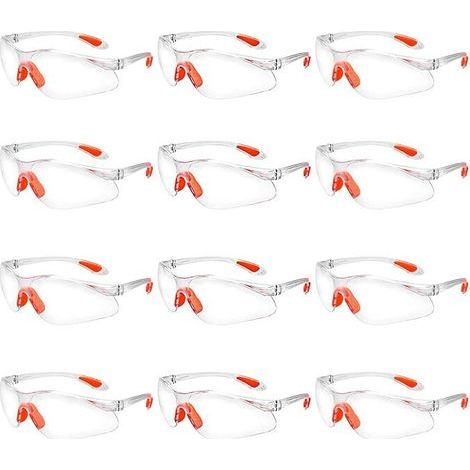 12 pcs Lunettes de Sécurité Surlunettes de Protection Transparentes avec Verres en Plastique Pont-de-Nez et Embouts de Branches en Caoutchouc pour Équipement de Protection Individual Lunette PC (1/5)