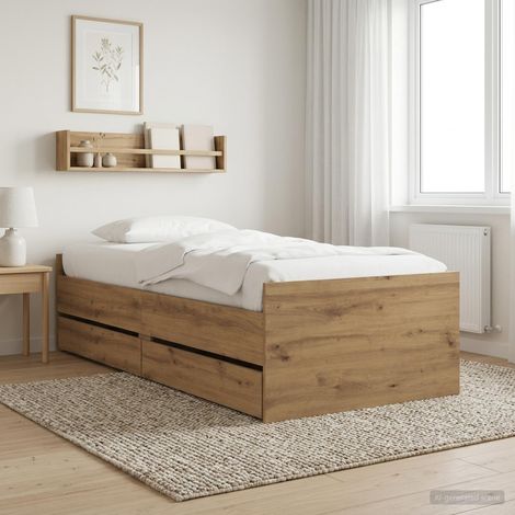 vidaXL Struttura del letto Rovere Artigianale Pino massello (1/5)