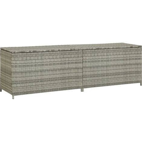 Coffre de jardin en résine tressée Zameno - Pratique et durable-Gris-Largeur 200 cm