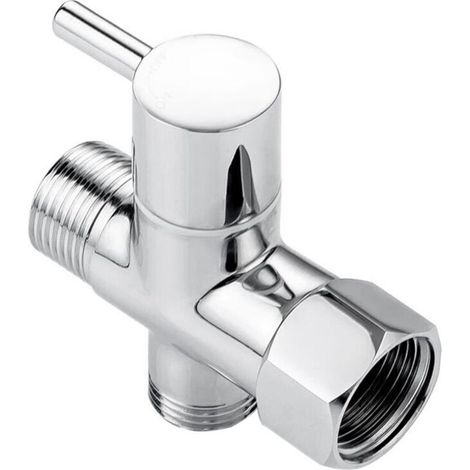 Raccordo a T per bidet, adattatore in ottone con valvola di intercettazione, raccordo a T a 3 vie 7/8" x G1/2 per soffione doccia del WC
