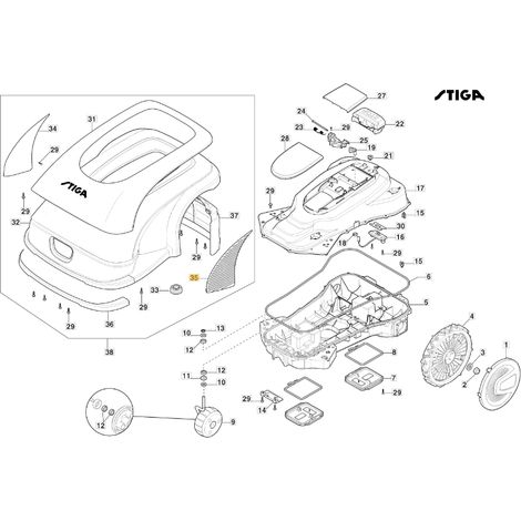 Linke Abdeckung ORIGINAL STIGA a3000 rtk Roboter-Rasenmäher 322110192/0