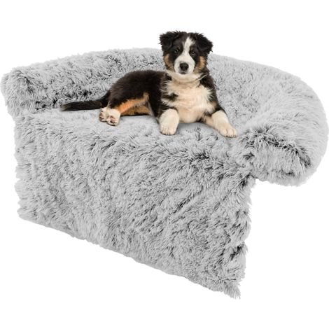 COSTWAY Hundebett flauschig, Sofaschutz Hund, Hundedecke für Sofa, Hundekissen waschbar, Plüschbett für kleine & mittelgroße & große Hunde Katzen, Hundematte aus Plüsch, 112 x 101 x 18 cm(Schwarz) (1/5)