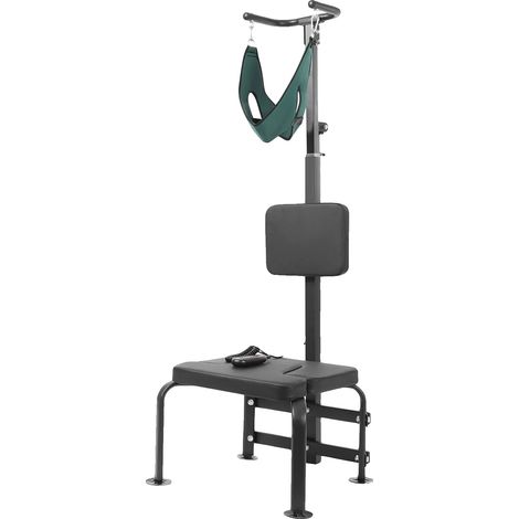 Dispositivo de tracción cervical, elevador hidráulico ajustable, accionamiento por inversión, negro. (1/2)