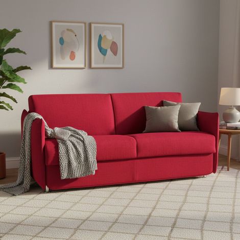 Sofá Cama 2 Plazas Trissino, Desenfundable, con Almacenaje Made in Italy, Apertura Abatible, 180x95 cm Rojo (1/5)
