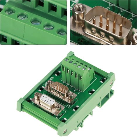 Module d'interface DB9-MG6 pour montage sur rail DIN, carte de dérivation avec connecteurs mâle/femelle (1/5)