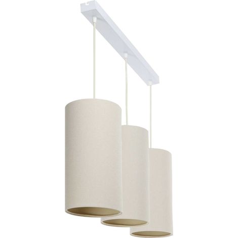 Suspension boho élégant tissu crème réglable pour salon raffiné - Beige sable avec dessous crème (1/4)