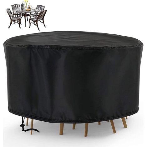 Ineasicer Housse de Protection Table Ronde de Jardin 230 X 110CM, Housse Salon de Jardin Imperméable, 420D Oxford Bache Protection Table Exterieur Ronde (1/5)