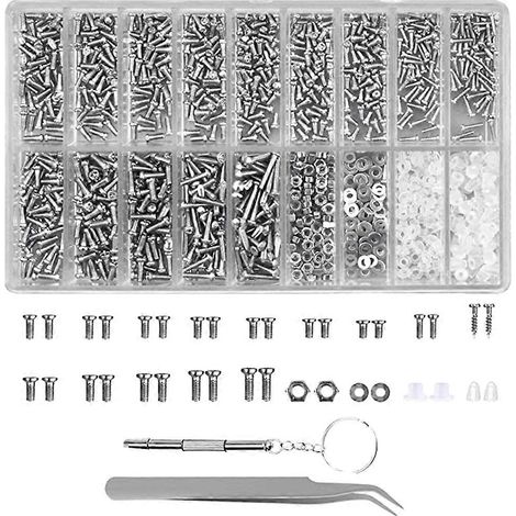 Kit de réparation de vis pour lunettes (1100 pièces), compatible avec montres, lunettes et bijoux. (1/5)