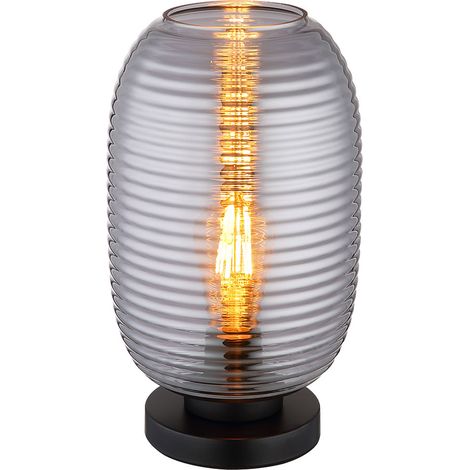 Tischleuchte Beistelllampe Nachttischlampe Schlafzimmerlampe Metall Schwarz Glas (1/5)