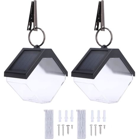 2pcs Lumière Chaude Rvb Appliques Solaires Double Modes D'éclairage IP55 étanche Lue Durée de Vie Solaire Paysage Projecteurs Extérieur pour Jardin Cour (1/5)