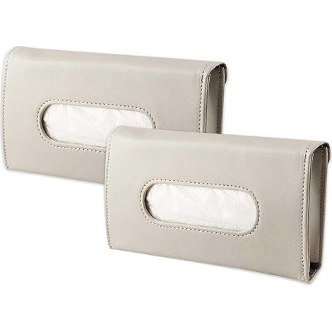 Lot de 2 porte-mouchoirs en cuir pour pare-soleil de voiture, à suspendre aux portières arrière. (1/5)