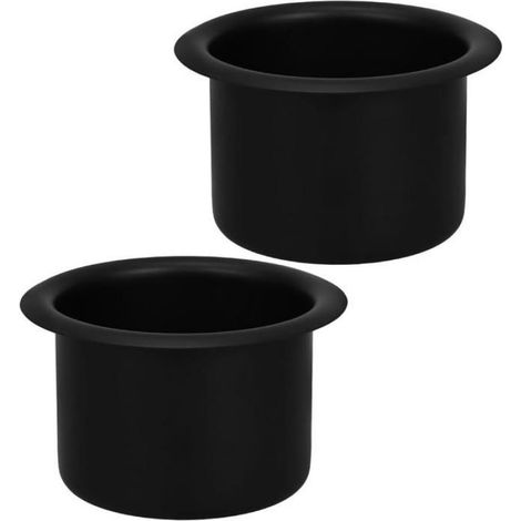 Lot de 2 Porte-gobelets, Acier inoxydable noir, Encastrable stable, Diamètre 9cm, Pour voiture bateau bureau (1/5)