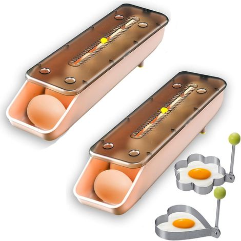 SHINING HOUSE conteneur d'oeufs pour réfrigérateur, conteneur de stockage d'oeufs à rouleaux automatiques pour réfrigérateur à oeufs de grande capacité, boîte de stockage d'oeufs (rose, paquet de 2) (1/3)