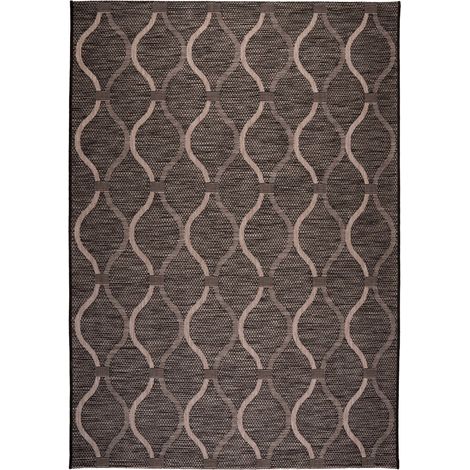 Tapis intérieur gris motif losange tissé plat polypropylene - 150 x 80 cm (1/3)