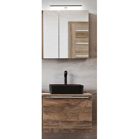 Ensemble meuble vasque + cabinet miroir - 60 cm - Rosario Oak - Livraison gratuite
