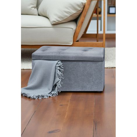 Cheshire Linen Charcoal Ottoman Storage Bench