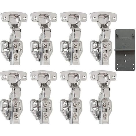 110 Degré Clip Rentrant 35mm Soft Close Charnieres avec Amortisseur Hydraulique Fermeture Automatique Charnière à Amorti pour Armoires de Porte Cuisine Lot de 8 (1/5)