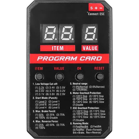 ESC-Programmierkarte, LED-ESC-Programmierbox, kompatibel mit Surpass Hobby Rocket Brushless-Reglern 25A, 35A, 45A, 60A, 80A, 120A, 150A (1/5)