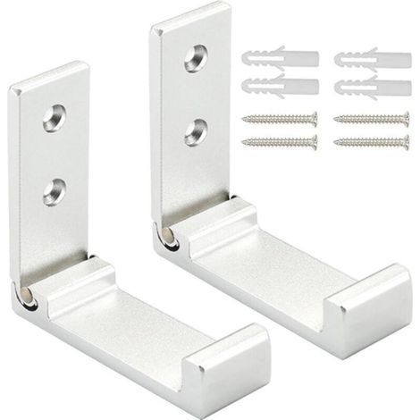 Foldable Aluminum Coat Hook, Foldable Wall Hook for Clothes, Headphones, Set of 2 (Silver) (1/3)