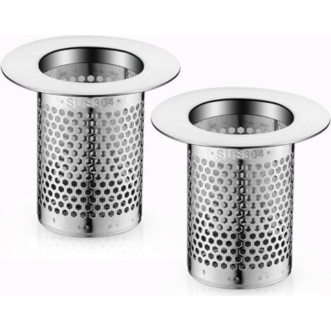 QORVA-Lot DE 2 Tamis en Acier Inoxydable - 5,5 x 5cm - passoires de Haute qualité pour évier, lavabo, Cuisine et Salle de Bain, filtres à Cheveux pour Douche et Baignoire, idéal pour Les drains (1/5)