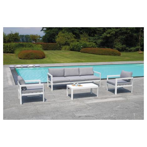 Poltrona con struttura alluminio bianco e cuscini grigio cenere MALIGI HOME MG/SENAPE Bianco (1/2)