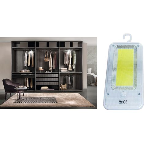 Lampada COB LED ricaricabile luce emergenza campeggio armadio gancio 9W TE-B0213 (1/2)