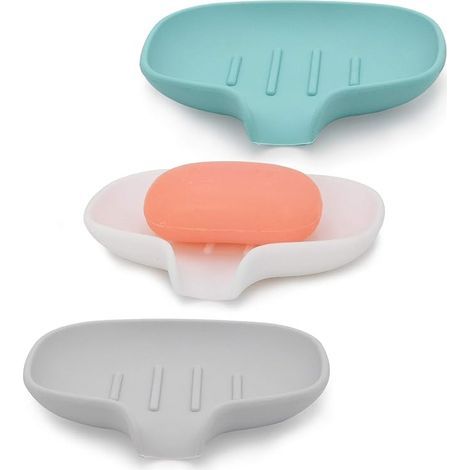 3er-Set Silikon-Seifenschalen mit Abtropffläche, Seifenhalter für Dusche/Bad, selbstentleerende Seifenablage/Behälter für die Küche, hält Seife trocken, leicht zu reinigen (1/5)