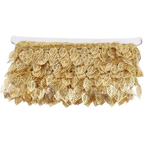 Guirlande de Feuilles Dorées 10 Mètres, Ruban Métallique Étincelant pour Décorations DIY, Forme de Feuille Ajourée (1/5)