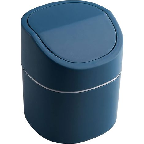 Poubelle de Table avec Couvercle,Mini Poubelle Plastique,Petite Poubelle de Table pour Les Chambres à Coucher, Les Salles à Manger, Les Salles de Bains, Les Bureaux Etc. (Bleu) (1/5)