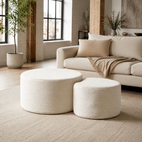 Couchtisch Set 84x28x28 cm, 2 teilig, vielseitig einsetzbar, ohne Montage, Stoff, Beige (1/5)