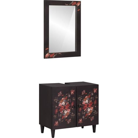Badezimmerschrank-Set Wandmontiert 2 pcs Massivholz Mango vidaXL