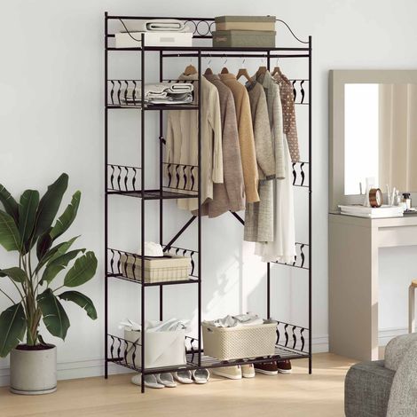 vidaXL  Open Wardrobe  with Shelf Black 101 x 43 x 188 cm Steel