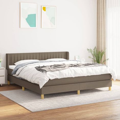 Lit Adulte moderne, Lit à sommier tapissier avec matelas Taupe 180x200 cm Tissu GSW98991 (1/5)