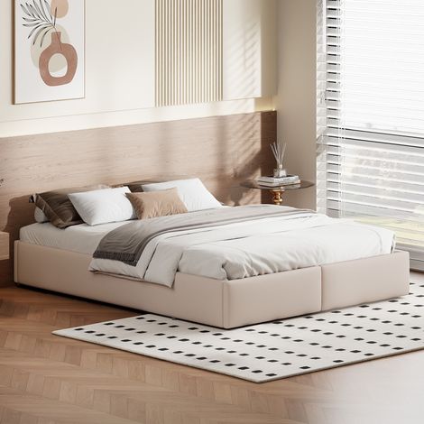 Letto contenitore 160x200 cm – Letto matrimoniale imbottito con rete a doghe, testiera capitonné e vano contenitore con alzata idraulica – Velluto – Grigio