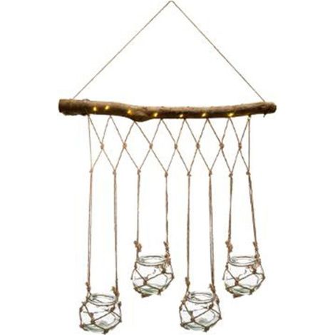 Suspension Design à Led "4 Soliflores" 70cm Naturel (1/4)