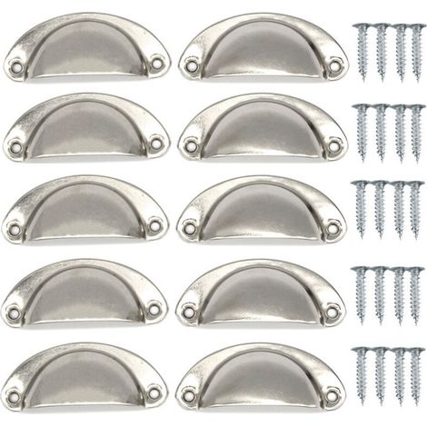 Poignée Bouton de Porte Décoration Rétro pour Meuble Tiroir Poignée de Coquille Vintage pour Tiroir Armoire Meuble Cuisine Fer Incurvé Bouton de Porte de Placard Retro Pour Armoire(10PCS,D) (1/5)