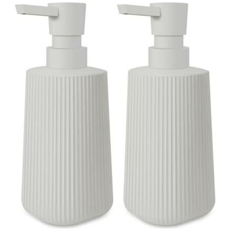 FENOPLASTICADistributeur Savon Moderne Distributeur de Savon pour Salle de Bain & Cuisine en Verre Distributeur de Savon de Salle de Bain 250ml pour Salle de Bain Plan de Travail (Beige - 2 pièces) (1/5)